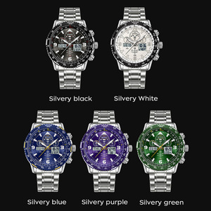 SANDA 6362 Montre-bracelet électronique à double affichage pour hommes, montre multifonctionnelle avec fonction compte à rebours et fonction lumineuse - Product Image 5
