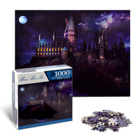 Puzzle en papier personnalisé en usine, 1000 pièces, pour adultes, cadeau, thème fantaisie magique, château de style Hogwarts, scène nocturne