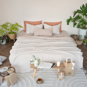 Brown <b>Striped</b> Home <b>Bedding</b> Premium Cotton <b>Bedding</b> <b>Set</b> Pre-Washed 4 PCS Brown <b>Striped</b> Color Pattern 2 Pillow Case Duvet Cover Fit - Product Image 1