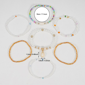 Fashion Beaded <b>Bracelets</b> Set 7Pcs Per Card With <b>Shell</b> Pendant Women's Jewelry Made In China - Product Image 3