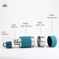 Bouteille d'eau pour chien en acier inoxydable 1L 3 en 1 Bouteille portable pour chien Conteneur de nourriture et d'eau
