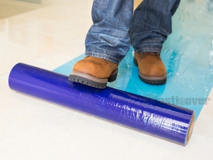 <span class=keywords><strong>Film</strong></span> protecteur en plastique auto-adhésif bleu pour la protection des sols en bois dur - Product Image 5