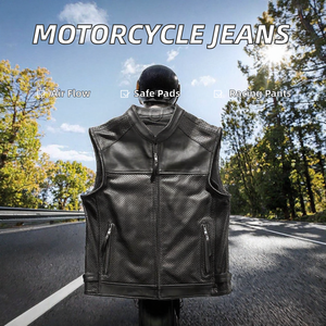 Chaleco de Motocicleta de Cuero sin Mangas para Hombre, Diseño de Malla Transpirable, Chaqueta para Motociclismo para Todas las Estaciones - Product Image 2