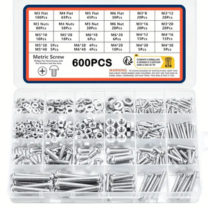 Metric Screw Set 600Pcs Phillips Pan Head With Flat Washers And Hex Nuts Standard Grade A Tool Kit - Product Image 1
