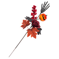 Fleurs artificielles de haute qualité en soie, feuilles d'érable et palmiers, pour Halloween et Pâques, semi-artisanales, semi-mécaniques