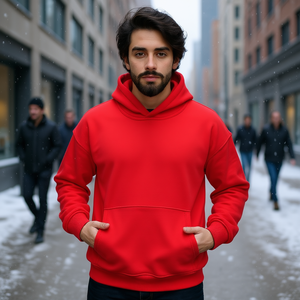 Sweat-shirt à capuche personnalisé pour homme, en molleton, avec logo imprimé sur le devant, chaud pour l'hiver, décontracté, coupe classique, couleur unie - Product Image 2