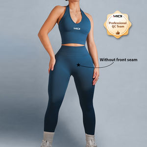 Ensemble de Yoga Deux Pièces pour Femmes de Haute Qualité, Vêtement de <span class=keywords><strong>Sport</strong></span> et Leggings de Yoga avec Soutien-Gorge de <span class=keywords><strong>Sport</strong></span> sans Bretelles, Échantillon OEM - Product Image 2