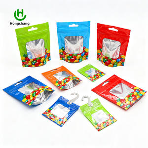 Ventes en gros de sachets en plastique Mylar personnalisés avec logo imprimé, 3,5 g, 17 g, 28 g, sachets debout avec fermeture éclair, sachets alimentaires en Mylar avec fenêtre - Product Image 1