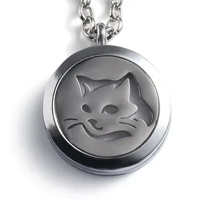 Suministro directo de fábrica Diseño de gato Perfume Medallón Colgante Aceite esencial Aromaterapia Difusor Collar