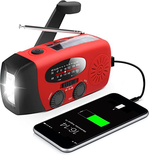 XSY-088 Portable Mini Hand Crank AM/FM Radio 2000mAh Solar Power Bank with USB & SOS LED Flashlight