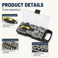 HEHE Ensemble de tournevis à cliquet et de douilles 44 pièces, embouts en acier S2, kit d'outils CR-V avec étui portable pour la réparation