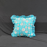 Shabby Chic Blaue Blumen-Rüschenkissenhülle 100% Baumwolle Mehrschichtige Rüschen-Kissenhülle für Sofa Französischer Landhausstil Dekor
