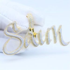 Colgante de Letras del Alfabeto Inglés Personalizado de Hip Hop, Joyería de Rapero, Chapado en Oro, con Piedras de Circonita Cúbica, Colgante de Letra con Incrustaciones de Piedras - Product Image 6