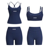 Débardeur de sport durable à double couche, bretelles spaghetti, avec bordure à pois, compression, maintien, extensible et anti-humidité