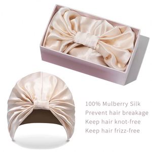 Bonnet de nuit en soie 100% Mûrier, nouveau style, lavable, pour cheveux, type turban - Product Image 3