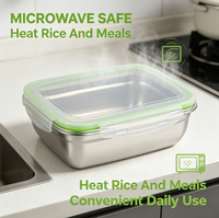 Boîte alimentaire de 2800 ml en acier inoxydable 304, compatible micro-ondes, pour le chauffage et le stockage des repas, fournie par l'usine