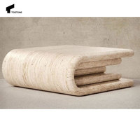 Mesa de Centro Minimalista de Travertino Natural Color Beige para Sala de Estar, Dormitorio, Villa, Apartamento, Decoración de Hotel
