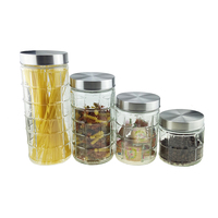 Bocaux en verre hermétiques transparents en gros avec couvercles métalliques à vis, multi-capacités, pour cuisine, camping, stockage alimentaire, écologiques, emballés en carton