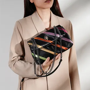 BM9334 Soft Leather New Trends High Quality Designer Handbags Femme Rainbow Crossbody Striped Purse For Ladies