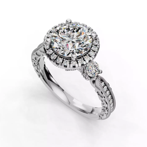 Anillo de compromiso de oro blanco de 14 quilates con diamante de laboratorio, corte brillante redondo, estilo clásico, color D, certificado IGI, para mujer. - Product Image 4