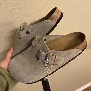 Sabots en cuir véritable pour femmes, best-sellers, doublés de fourrure, semelle EVA antidérapante, confortables pour l'hiver, style Birkenstock - Product Image 6