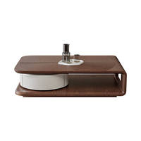 Table basse ronde de style mid-century avec design cannelé pour hôtel et maison