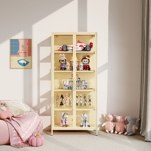 Vitrina Moderna con Puerta de Vidrio, Vitrina Metálica para Curiosidades, 5 Estantes Ajustables, Vidrio Templado <span class=keywords><strong>HD</strong></span>, Vitrina para Sala de Estar - Product Image 2