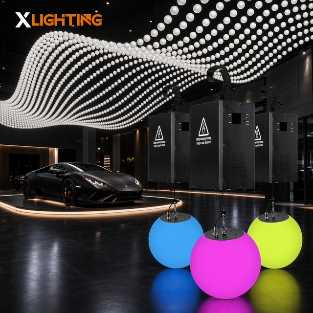 DMX512 3D Kinetic Lighting Lift System LED Ceiling Ball 150W RGBW 3M Travel for Stage DJ Club
