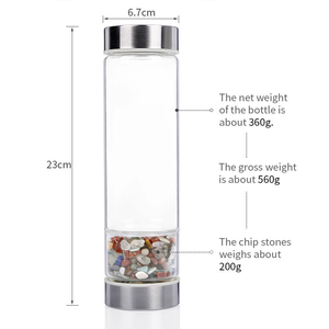 Bouteille d'eau en verre avec élixir <span class=keywords><strong>de</strong></span> cristaux naturels en vrac, bouteille d'eau infusée <span class=keywords><strong>de</strong></span> pierres précieuses, bouteille d'eau réutilisable en cristal - Product Image 6