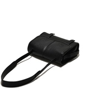 Sac bandoulière en cuir PU noir minimaliste avec rabat, large sangle réglable, pour femme - Vente en gros