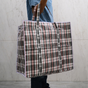 Tùy Chỉnh Công Suất Lớn Tái Sử Dụng Mua Sắm Tote Túi Không Thấm Nước <span class=keywords><strong>PP</strong></span> Dệt Jumbo Lưu Trữ Dải PVC Dây Kéo Biểu Tượng Sọc Xử Lý - Product Image 5