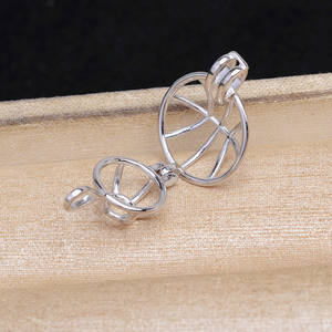 Pendentif en argent S925 pour basket-ball, accessoire de bricolage pour bijoux en perles, cage à perles sans trou de 8-9 mm, pendentif pour bijoux, A6037 - Product Image 3