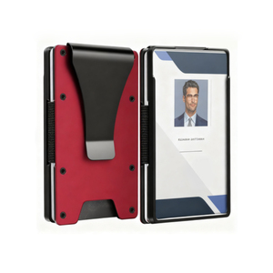 กระเป๋าสตางค์แบบหนีบเงินอะลูมิเนียมคาร์บอนไฟเบอร์พร้อมช่องใส่บัตร RFID ป้องกันการโจรกรรมข้อมูล  รุ่นปี 2026 สำหรับงานออกแบบแฟชั่น  รับผลิตจำนวนน้อย  พร้อมช่องใส่บัตรประชาชน และโลโก้สั่งทำได้ - Product Image 1