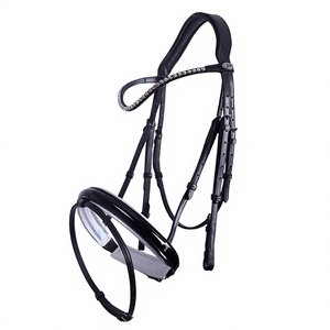 Cabezada de Cuero de Lujo Personalizada con Cristales, Estilo Inglés Elegante, Hecha a Mano, con Diadema para Caballo, Color y Tamaño Personalizables - Cob-Full - Product Image 1