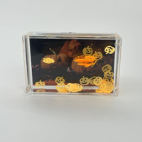Série Halloween : Cadre photo liquide en acrylique avec citrouille et chauve-souris flottantes, décorations scintillantes, cadeau de fêtes, souvenirs, figurines personnalisées