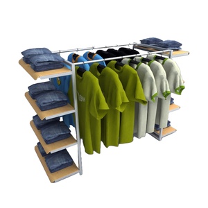 Support d'affichage en bois pour t-shirts, ceintures, pantalons, cartes <span class=keywords><strong>de</strong></span> vœux, jouets, avec roulettes, design moderne, taille personnalisable, usage commercial, quincaillerie - Product Image 1