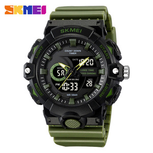 Skmei Men's Digital Sport Watch Black Gold TPU Strap 5Bar Waterproof Chronograph Alarm <b>Timer</b> Multifunction <b>Outdoor</b> Watch - Product Image 5