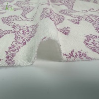 Tissu imprimé en lin et viscose slub, poids moyen, couleur lilas, motif hippocampe, pour vêtements, chemises et robes