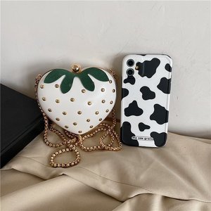 Borsa a Tracolla a Catena con Cuore a Fragola 2026 di Tendenza, in Pelle PU di Alta Qualità, Mini Borsa a Mano <span class=keywords><strong>da</strong></span> Donna Stile Ins per Tutti i Giorni - Product Image 4