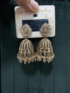 Artisanat indien traditionnel charme royal laiton Jhumkas - Product Image 2
