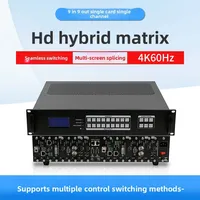 Matriz de Video HD 4K de 9 Entradas y 9 Salidas, Monocanal, con Velocidad de Transmisión Ajustable, Dimensiones 2U, Hardrock Metal