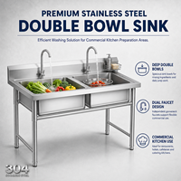 Solution tout-en-un Évier de cuisine commercial en acier inoxydable 304 Résistant à la corrosion Finition brossée mate Cuisines modulaires