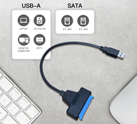 Cable Adaptador Convertidor USB 3.0 a SATA 3.0 III de Alta Velocidad SHUOLE para Disco Duro/SSD de 2.5 Pulgadas, Uso en Computadora, Capacidad de 2TB