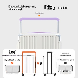 Valise PC grande capacité avec poignée télescopique large, serrure TSA, roues universelles, 20 pouces, violette, valise à roulettes - Product Image 4