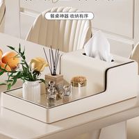 Boîte à mouchoirs en cuir haut de gamme, plateau de bureau multifonctionnel de luxe léger pour salon, table basse, télécommande, table à manger