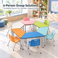 Ensemble de table et de chaises de classe en métal modulaire avec un aménagement flexible, design minimaliste durable pour l'apprentissage collaboratif