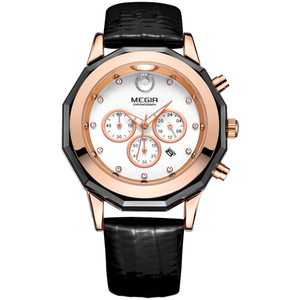 MEGIR 2042 belle donne all'ingrosso orologio al quarzo vendita calda in vera pelle cinturino impermeabilizzante Chrono in Stock Lady Watch Design - Product Image 6