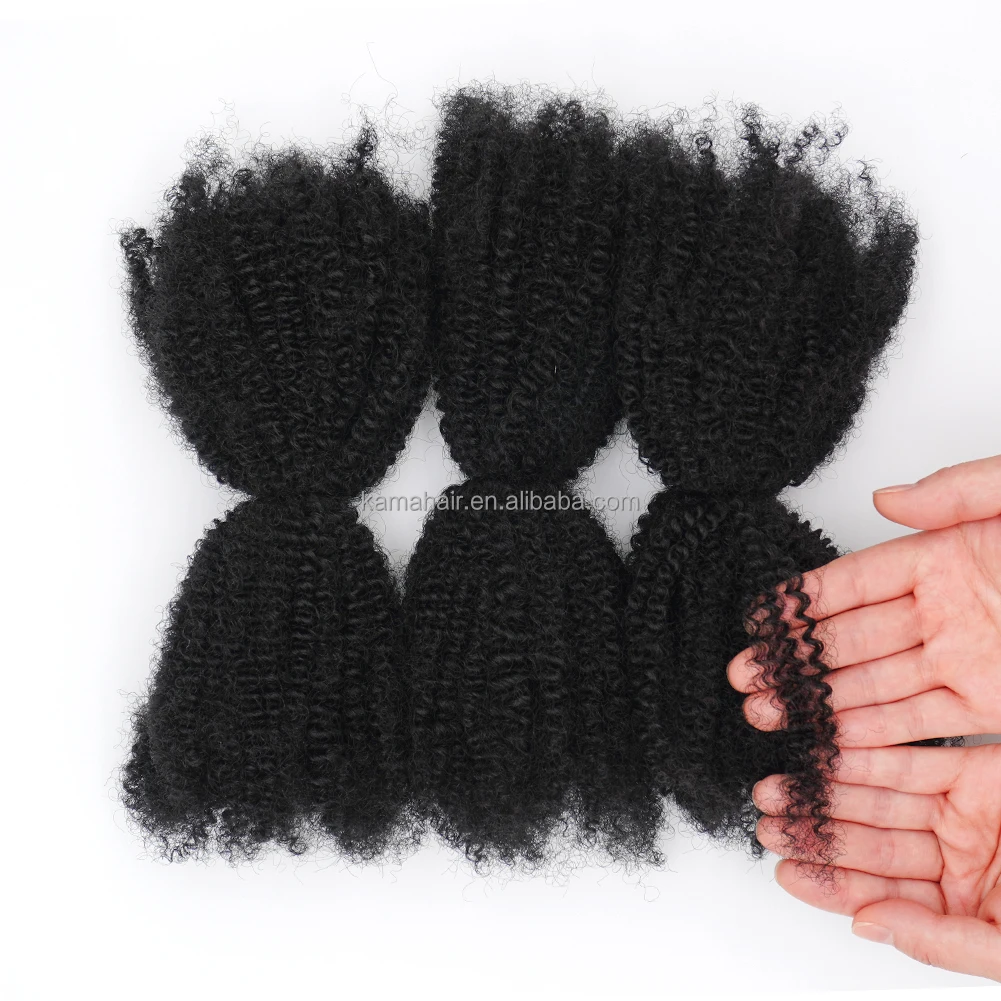 KAMA Wholesale 4A 4B 4C Kinky Curl Mixed Human and Synthetic Hair Bulk Bundle for Braiding and Twisting Detail Section 6