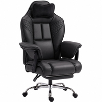 Chaise de bureau de direction ergonomique pivotante et inclinable de luxe, moderne, confortable, avec repose-pieds, noire