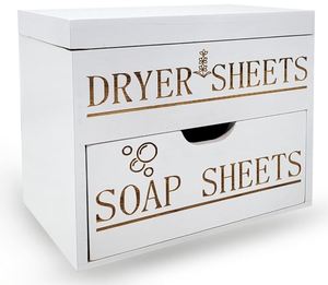 Scatola di legno personalizzata porta fogli di legno porta detersivo Dispenser cassetto scatola di immagazzinaggio, rustico bianco fattoria grande organizzatore lavanderia - Product Image 6